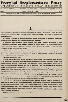 Przegląd Bezpieczeństwa Pracy : wydawnictwo Instytutu Spraw Społecznych. 1937, nr 10