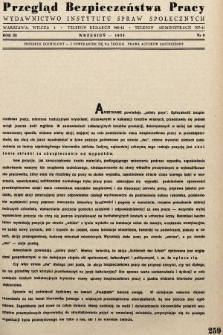 Przegląd Bezpieczeństwa Pracy : wydawnictwo Instytutu Spraw Społecznych. 1938, nr 9