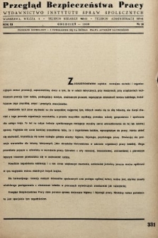 Przegląd Bezpieczeństwa Pracy : wydawnictwo Instytutu Spraw Społecznych. 1938, nr 12