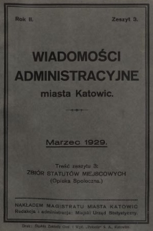 Wiadomości Administracyjne Miasta Katowic. 1929, z. 3