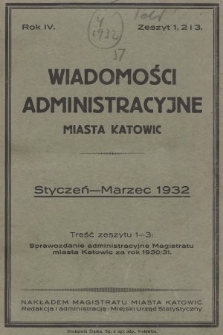 Wiadomości Administracyjne Miasta Katowic. 1932, z. 1, 2 i 3