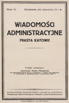 Wiadomości Administracyjne Miasta Katowic. 1932, dodatek do z. 3 i 4