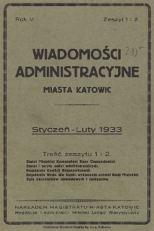 Wiadomości Administracyjne Miasta Katowic. 1933, z. 1 i 2