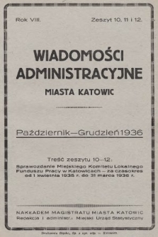 Wiadomości Administracyjne Miasta Katowic. 1936, z. 10