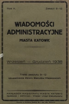 Wiadomości Administracyjne Miasta Katowic. 1938, z. 9-12