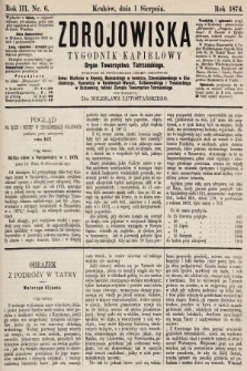 Zdrojowiska : tygodnik kąpielowy. 1874, nr 6