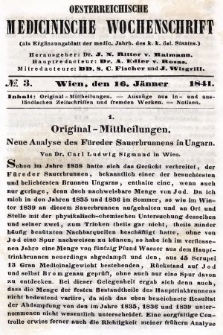 Oesterreichische Medicinische Wochenschrift als Ergänzungsblatt der Medicinischen Jahrbücher des k.k. Österreichischen Staates. 1841, nr 3