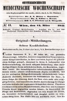 Oesterreichische Medicinische Wochenschrift als Ergänzungsblatt der Medicinischen Jahrbücher des k.k. Österreichischen Staates. 1841, nr 11