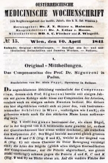 Oesterreichische Medicinische Wochenschrift als Ergänzungsblatt der Medicinischen Jahrbücher des k.k. Österreichischen Staates. 1841, nr 15
