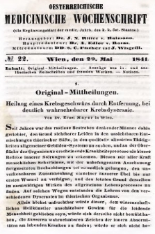 Oesterreichische Medicinische Wochenschrift als Ergänzungsblatt der Medicinischen Jahrbücher des k.k. Österreichischen Staates. 1841, nr 22