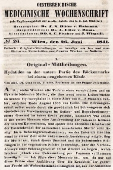 Oesterreichische Medicinische Wochenschrift als Ergänzungsblatt der Medicinischen Jahrbücher des k.k. Österreichischen Staates. 1841, nr 26