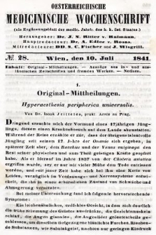 Oesterreichische Medicinische Wochenschrift als Ergänzungsblatt der Medicinischen Jahrbücher des k.k. Österreichischen Staates. 1841, nr 28