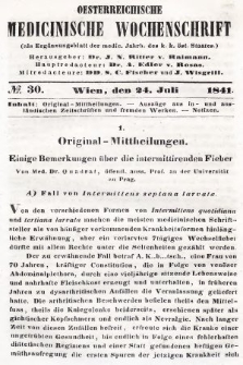 Oesterreichische Medicinische Wochenschrift als Ergänzungsblatt der Medicinischen Jahrbücher des k.k. Österreichischen Staates. 1841, nr 30