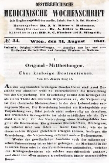 Oesterreichische Medicinische Wochenschrift als Ergänzungsblatt der Medicinischen Jahrbücher des k.k. Österreichischen Staates. 1841, nr 34