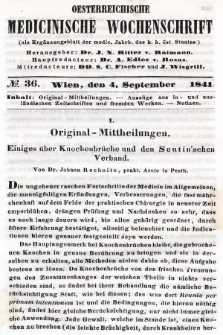 Oesterreichische Medicinische Wochenschrift als Ergänzungsblatt der Medicinischen Jahrbücher des k.k. Österreichischen Staates. 1841, nr 36