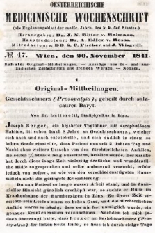 Oesterreichische Medicinische Wochenschrift als Ergänzungsblatt der Medicinischen Jahrbücher des k.k. Österreichischen Staates. 1841, nr 47