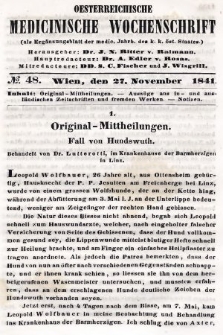Oesterreichische Medicinische Wochenschrift als Ergänzungsblatt der Medicinischen Jahrbücher des k.k. Österreichischen Staates. 1841, nr 48