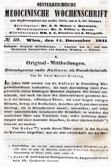 Oesterreichische Medicinische Wochenschrift als Ergänzungsblatt der Medicinischen Jahrbücher des k.k. Österreichischen Staates. 1841, nr 50