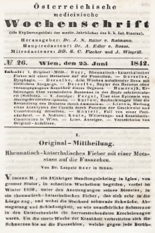 Oesterreichische Medicinische Wochenschrift als Ergänzungsblatt der Medicinischen Jahrbücher des k.k. Österreichischen Staates. 1842, nr 26