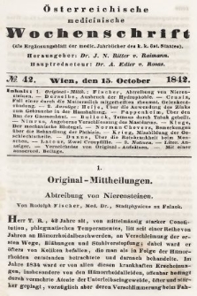 Oesterreichische Medicinische Wochenschrift als Ergänzungsblatt der Medicinischen Jahrbücher des k.k. Österreichischen Staates. 1842, nr 42