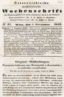 Oesterreichische Medicinische Wochenschrift als Ergänzungsblatt der Medicinischen Jahrbücher des k.k. Österreichischen Staates. 1842, nr 45