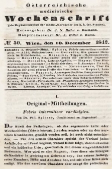 Oesterreichische Medicinische Wochenschrift als Ergänzungsblatt der Medicinischen Jahrbücher des k.k. Österreichischen Staates. 1842, nr 50