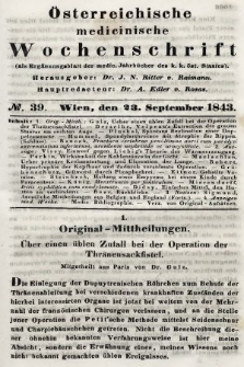 Oesterreichische Medicinische Wochenschrift als Ergänzungsblatt der Medicinischen Jahrbücher des k.k. Österreichischen Staates. 1843, nr 39