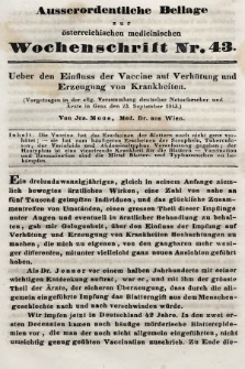 Oesterreichische Medicinische Wochenschrift als Ergänzungsblatt der Medicinischen Jahrbücher des k.k. Österreichischen Staates. 1843, nr 44