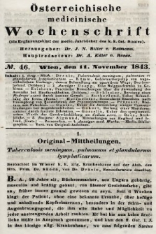 Oesterreichische Medicinische Wochenschrift als Ergänzungsblatt der Medicinischen Jahrbücher des k.k. Österreichischen Staates. 1843, nr 46