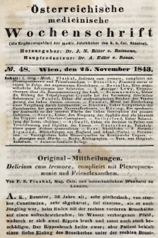 Oesterreichische Medicinische Wochenschrift als Ergänzungsblatt der Medicinischen Jahrbücher des k.k. Österreichischen Staates. 1843, nr 48