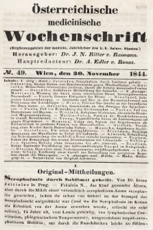 Oesterreichische Medicinische Wochenschrift als Ergänzungsblatt der Medicinischen Jahrbücher des k.k. Österreichischen Staates. 1844, nr 49