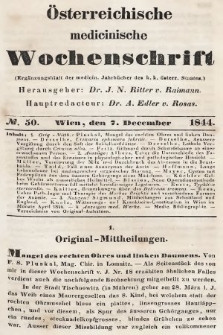 Oesterreichische Medicinische Wochenschrift als Ergänzungsblatt der Medicinischen Jahrbücher des k.k. Österreichischen Staates. 1844, nr 50