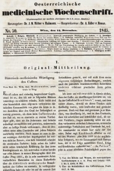 Oesterreichische Medicinische Wochenschrift als Ergänzungsblatt der Medicinischen Jahrbücher des k.k. Österreichischen Staates. 1845, nr 50