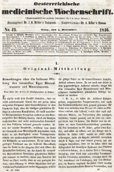 Oesterreichische Medicinische Wochenschrift als Ergänzungsblatt der Medicinischen Jahrbücher des k.k. Österreichischen Staates. 1846, nr 49