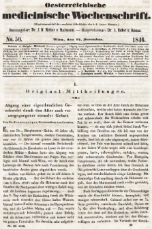 Oesterreichische Medicinische Wochenschrift als Ergänzungsblatt der Medicinischen Jahrbücher des k.k. Österreichischen Staates. 1846, nr 50