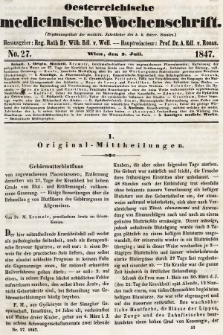 Oesterreichische Medicinische Wochenschrift als Ergänzungsblatt der Medicinischen Jahrbücher des k.k. Österreichischen Staates. 1847, nr 27