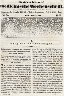 Oesterreichische Medicinische Wochenschrift als Ergänzungsblatt der Medicinischen Jahrbücher des k.k. Österreichischen Staates. 1847, nr 30