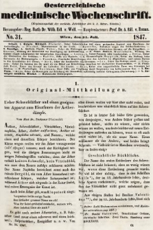 Oesterreichische Medicinische Wochenschrift als Ergänzungsblatt der Medicinischen Jahrbücher des k.k. Österreichischen Staates. 1847, nr 31