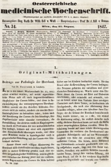 Oesterreichische Medicinische Wochenschrift als Ergänzungsblatt der Medicinischen Jahrbücher des k.k. Österreichischen Staates. 1847, nr 34