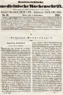 Oesterreichische Medicinische Wochenschrift als Ergänzungsblatt der Medicinischen Jahrbücher des k.k. Österreichischen Staates. 1847, nr 36