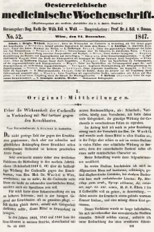 Oesterreichische Medicinische Wochenschrift als Ergänzungsblatt der Medicinischen Jahrbücher des k.k. Österreichischen Staates. 1847, nr 52
