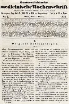 Oesterreichische Medicinische Wochenschrift als Ergänzungsblatt der Medicinischen Jahrbücher des k.k. Österreichischen Staates. 1848, nr 3