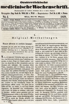 Oesterreichische Medicinische Wochenschrift als Ergänzungsblatt der Medicinischen Jahrbücher des k.k. Österreichischen Staates. 1848, nr 4