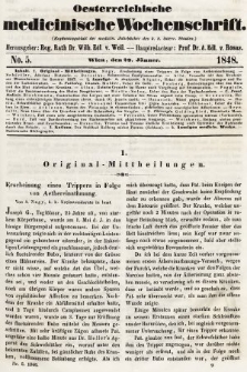 Oesterreichische Medicinische Wochenschrift als Ergänzungsblatt der Medicinischen Jahrbücher des k.k. Österreichischen Staates. 1848, nr 5