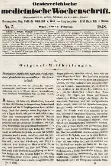 Oesterreichische Medicinische Wochenschrift als Ergänzungsblatt der Medicinischen Jahrbücher des k.k. Österreichischen Staates. 1848, nr 7