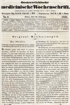 Oesterreichische Medicinische Wochenschrift als Ergänzungsblatt der Medicinischen Jahrbücher des k.k. Österreichischen Staates. 1848, nr 8