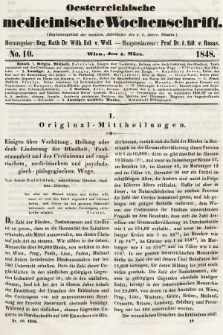 Oesterreichische Medicinische Wochenschrift als Ergänzungsblatt der Medicinischen Jahrbücher des k.k. Österreichischen Staates. 1848, nr 10