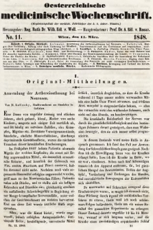 Oesterreichische Medicinische Wochenschrift als Ergänzungsblatt der Medicinischen Jahrbücher des k.k. Österreichischen Staates. 1848, nr 11