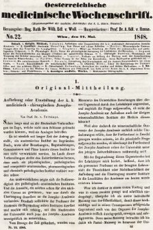 Oesterreichische Medicinische Wochenschrift als Ergänzungsblatt der Medicinischen Jahrbücher des k.k. Österreichischen Staates. 1848, nr 22