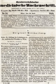 Oesterreichische Medicinische Wochenschrift als Ergänzungsblatt der Medicinischen Jahrbücher des k.k. Österreichischen Staates. 1848, nr 24